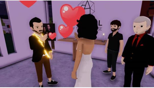 حفل زفاف افتراضي في دبي وضيوف 